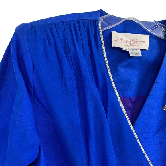 Vintage 100% Silk Double Breasted Formal Blazer Jacket by Richard Warren Petites - Picture 13 of 16